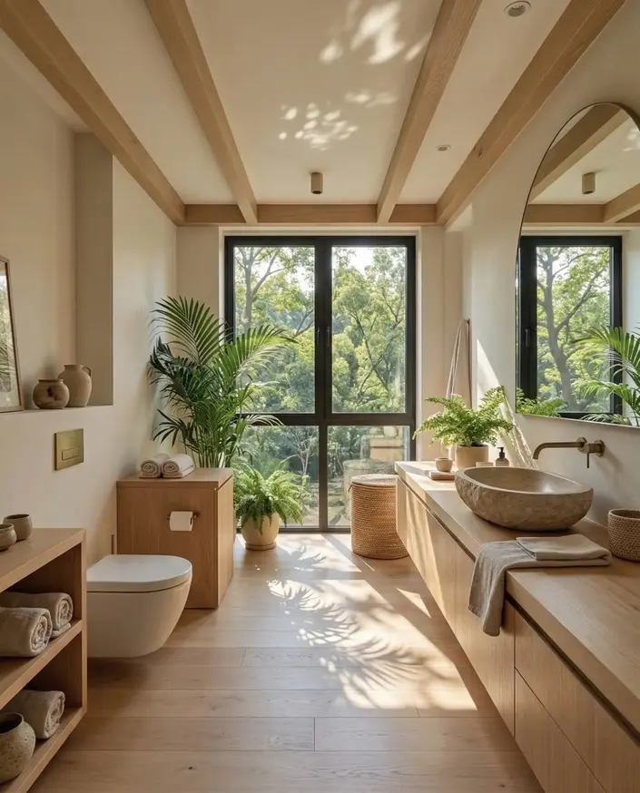 Modern bathroom interior illustrating thoughtful placement and ventilation design for a flat or independent house