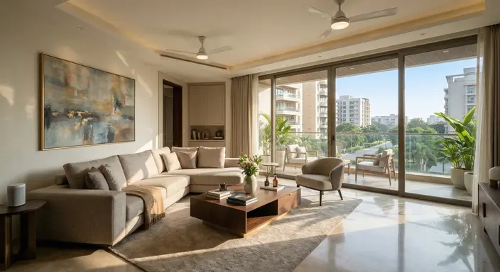 Modern Indian apartment interior with good natural light and open layout, illustrating that comfort depends on design quality rather than strict Vastu compliance